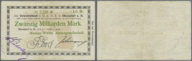 Oberndorf, Mauser-Werke AG, 20 Mrd. Mark, 23.10.1923, Scheck auf Gewerbebank eGmbH, Erh. III-