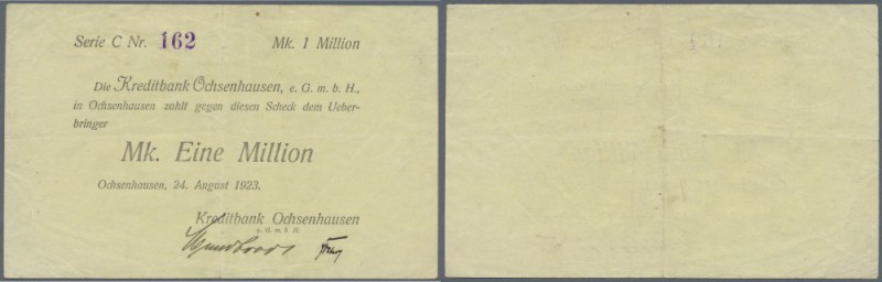 Ochsenhausen, Kreditbank, 1 Mio. Mark, 24.8.1923, vollständig gedruckter Eigensc...