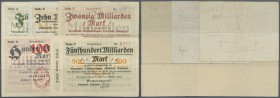 Onstmettingen, Gemeinde, 5, 10, 20, 100, 500 Mrd. Mark, 24.10.1923, Erh. II-III, total 5 Scheine