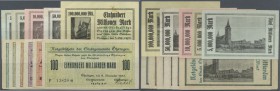 Öhringen, Stadt, 5 (2 Papierfarben), 10, 50 Mio. Mark, 24.9.1923, 100 Mio. Mark, 5.10.1923, 2, 5, 10, 20 Mrd. Mark, 26.10.1923, 50 Mrd. Mark, 3.11.192...