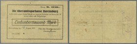 Ravensburg, Stadt, 100 Tsd. Mark, 16. (hschr.) 8.1923, Scheck auf Oberamtssparkasse, Erh. III-