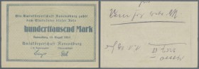 Ravensburg, Amtskörperschaft, 200 Tsd. Mark, 18.8.1923, ”Zwei” der Wertzeile nicht gedruckt, daher aussehend wie ”hunderttausend”, ohne KN, interesant...
