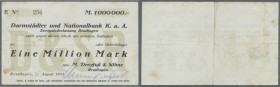 Reutlingen, M. Dreyfuß & Söhne, 1 Mio. Mark, 31. (hschr.) 8.1923, Scheck auf Darmstädter und Nationalbank, Erh. III