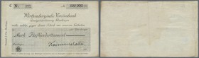 Reutlingen, Krimmel & Cie., 500 Tsd. Mark, o. D., Scheck auf Württembergische Vereinsbank, Erh. III