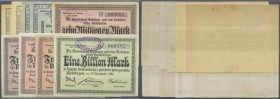 Riedlingen, Gewerbebank, 500 Tsd. (2), 5 (2), 10 Mio. Mark, 29.8.1923, 250 Mrd. Mark (3), Oktober 1923, 1 Billion Mark, 15.11.1923, Varianten bei KN u...