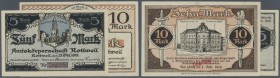 Rottweil, Amtskörperschaft, 5, 10 Mark, 25.10.1918, ohne KN, mit rotem Stempel ”Ungültig!” im KN-Feld, Erh. I-, von großer Seltenheit