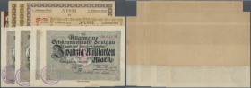 Saulgau, Allgemeine Ortskrankenkasse, 1 Mio. Mark, 1.9.1923, 1, 5, 10 Mio. Mark, 20.9.1923, 20, 50 Mio. Mark, 3.10.1923, 20 Mrd. Mark, 1.11.1923 (2, m...