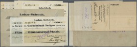 Saulgau, J. Bautz AG, Erntemaschinen-Werk, 500 Mark, 29.9.1922, Postkartenscheck, 1000 Mark (3 Varianten), 29.9.1922, 13.10.1922, 27.10.1922 (2, entwe...