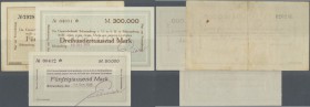 Schramberg, Gustav Meier, Buchdruckerei, 50 Tsd. Mark, 28.9.1923, kleines Format, 300 Tsd. Mark, 12.10.1923, 500 Tsd. Mark, 24.8.1923, beide großes Fo...