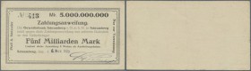 Schramberg, Pfaff & Schlauder, 5 Mrd. Mark, 6.11.1923 (Datum gestempelt), Zahlungsanweisung auf Gewerbebank, Erh. II-III