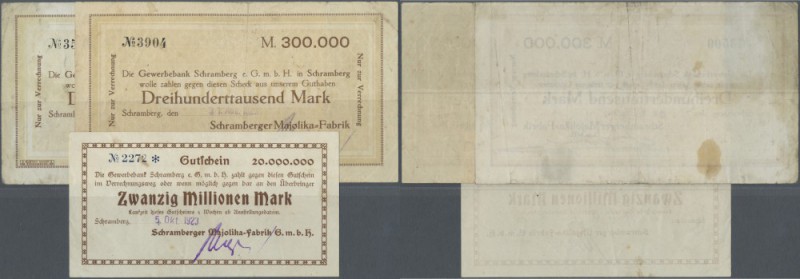Schramberg, Schramberger Majolika-Fabrik GmbH, 300 Tsd. Mark, 24.8.1923, 31.8.19...