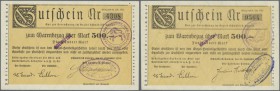 Schwäbisch Gmünd, Arbeitgeber-Verband der Edel- und Unedel-Metallindustrie u.v.H. (e.V.), 500 Mark, 26.9.1922, 2 Gutscheine der Aussteller Gatter & Sc...