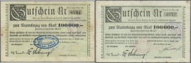 Schwäbisch Gmünd, Arbeitgeber-Verband der Edel- und Unedel-Metallindustrie u.v.H. (e.V.), 100 Tsd. Mark, 13.8. - 31.10.1923, 2 Gutscheine der Ausstell...