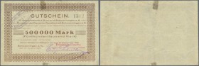 Schwenningen, Gewerbebank und Disconto-Gesellschaft, 500 Tsd. Mark, 10.8. - 10.9.1923, Kunden-Gutschein für Friedrich Mauthe, Nennwert nicht bei Kelle...