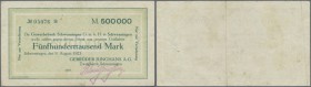 Schwenningen, Gebr. Junghans AG, 500 Tsd. Mark, 9.8.1923 (Datum gedruckt), Scheck auf Gewerbebank, Erh. III-