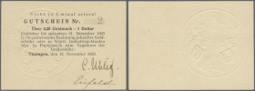 Tübingen, Universität, 4,20 Goldmark, 12.11.1923, mit KN ”2” sowie Unterschriften ”Uhlig” und ”Eisfeld”, sog. ”Uhlig-Eisfeld.Dollar”, Erh. I-...