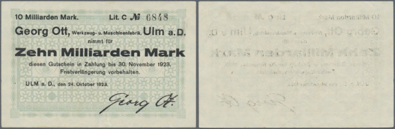 Ulm, Georg Ott, 10 Mrd. Mark, 24.10.1923, Lit. C, Erh. II, bei Karau nur Lit. B ...