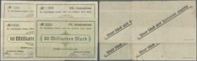 Waldsee, Gewerbebank, 20 Mrd. Mark, 26.10.1923, Gewerbebank und Oberamtssparkasse, 1, 5, 10 Mrd. Mark, 26.10.1923, Erh. III, total 4 Scheine