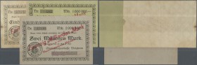 Welzheim, Oberamtssparkasse, 10, 20, 50 Mrd. Mark, 30.10.1923, Überdrucke auf Scheinen vom 10.8. (50 Mrd.) bzw. 20.8. (10, 20 Mrd.), 50 Mrd. am rechte...
