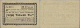 Winterlingen, Darlehenskassen-Verein, 50 Mio. Mark, 1.10.1923 (handschr.), Kundenscheck für Böhringer & Reuss, Erh. III, Ausgabestelle weder bei Kelle...