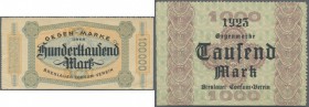 Breslau, Consum-Verein, 1000, 10 Tsd., 100 Tsd. Mark, o. D. - 31.1.1924, teilweise gezähnte ”Gegenmarken”, Erh. II, total 3 Scheine