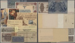 III. Reich, Lot mit 51 Banknoten und Belegen, dabei auch viele Lose und Spendenquittungen des WHW, weiterhin 20 Lire Kriegsgefangenenlager Cremona sow...
