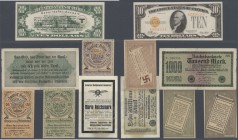 kleines Lot mit 6 Noten, dabei Spottschein ”Maria Reichsmark”, Notgeldscheine des Antisemitenbundes Amstetten zu 10, 20 und 50 Heller, antisemitischer...