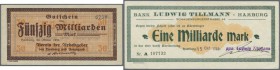 Zusammenstellung von 73 Notgeldscheinen der Hochinflation (ohne Kleingeld und Serienscheine) aus Altona, Blankenese, Hamburg, Harburg, Sande und Wands...