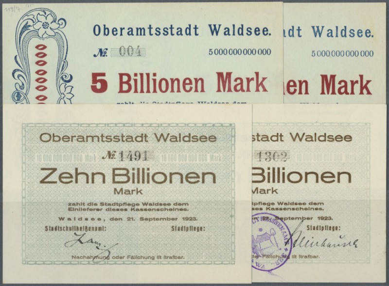 Waldsee, Oberamtsstadt, 2 (2), 5 (2) Mio. Mark, 26.8.1923, 20 (4, dabei Druckbog...