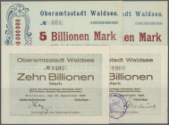 Waldsee, Oberamtsstadt, 2 (2), 5 (2) Mio. Mark, 26.8.1923, 20 (4, dabei Druckbogen zu 2 Scheinen), 50 (3), 200 (3), 500 (2) Mio., 10 (2), 20 (2) Mrd. ...