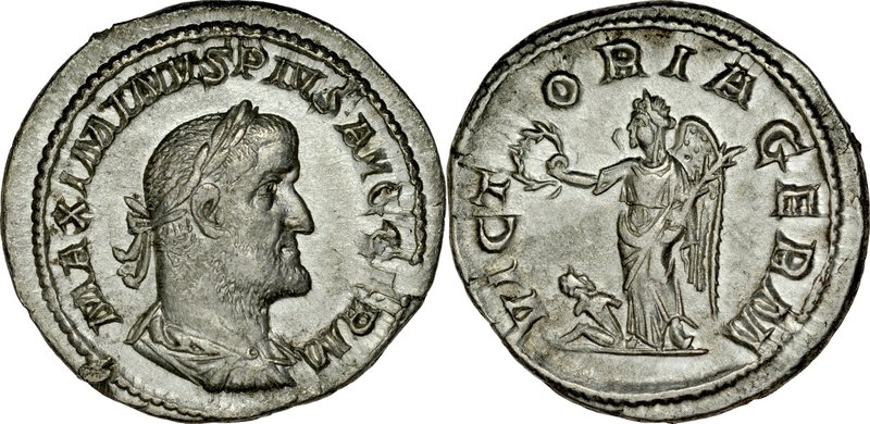 Denar, Maximinus I 235-238.
 Av.: Popiersie cesarzowej, Rv.: Stojąca Victoria t...