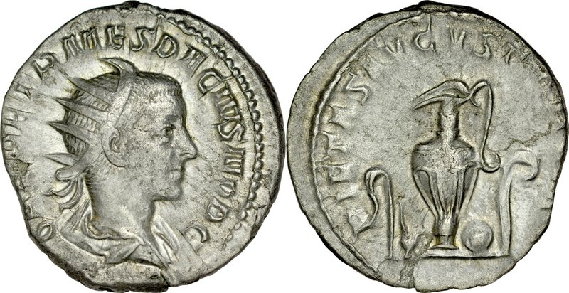 Antoninian, Herennius Etruscus +251.
 Av.: Popiersie cesarza w koronie radiata,...