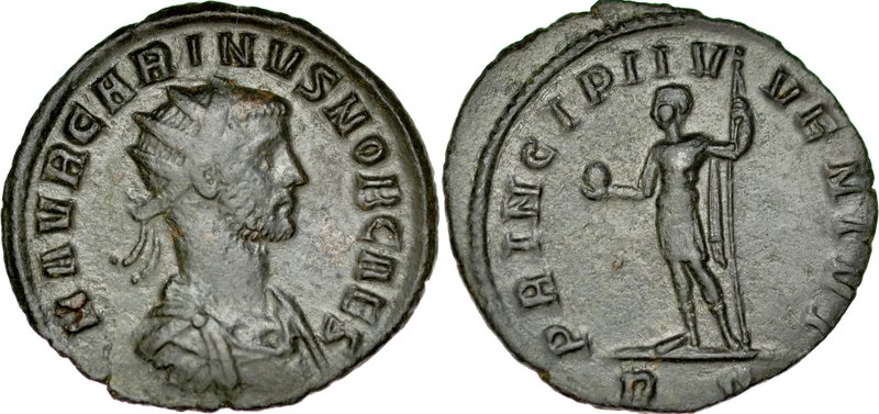 Antoninian, Carinus 283-285.
 Rzym, 282 r., Av.: Popiersie cesarza w koronie ra...