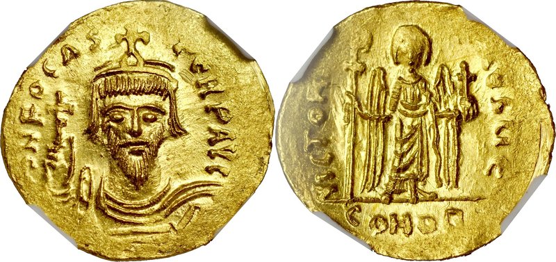 Solid, Konstantynopol, Fokas 602-610.
 Av.: Popiersie cesarza w diademie, Rv.: ...