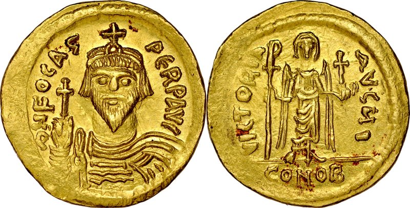 Solid, Konstantynopol, Fokas 602-610.
 Av.: Popiersie cesarza w diademie, Rv.: ...