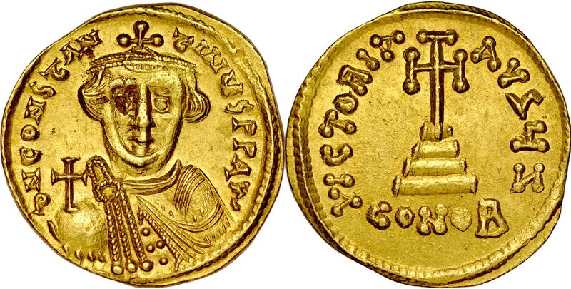 Solid, Konstantynopol, Konstans II 641-668.
 Av.: Popiersie cesarza w diademie,...