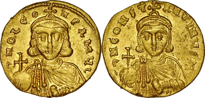 Solid, Konstantynopol, Leo III 717-741.
 Av.: Popiersie cesarza w diademie, Rv....
