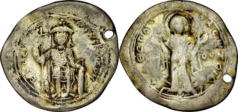 Srebrny miliarension, Konstantynopol, Konstantyn IX 1042-1055.
 Av.: Stojąca Ma...