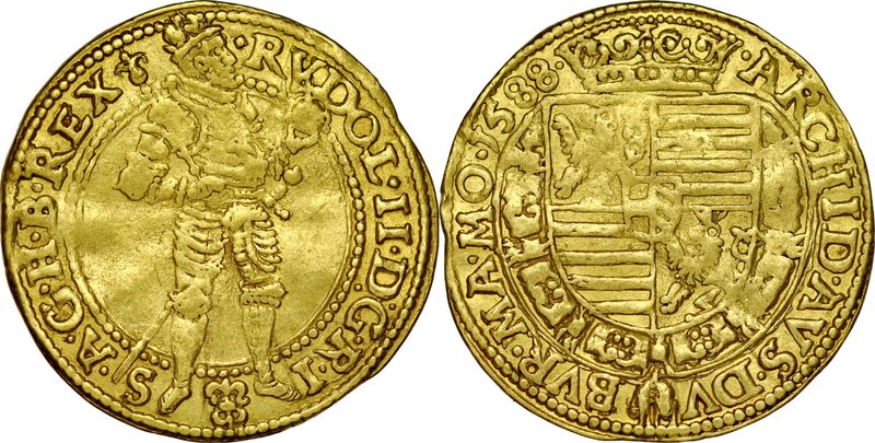 Czechy, Rudolf II 1572-1612, Dukat 1588, Praga.
 Fr. 88, Halacka 295, złoto, wa...