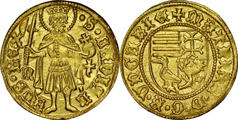 Węgry, Matthias I Corvinus 1458-1490, Dukat, bez daty, Nagybanya.
 Lengyel 36/1...