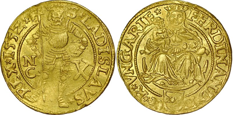 Węgry, Ferdynand I 1526-1564, Dukat 1552, Nagybanya.
 Hus 899, złoto, waga 3,53...