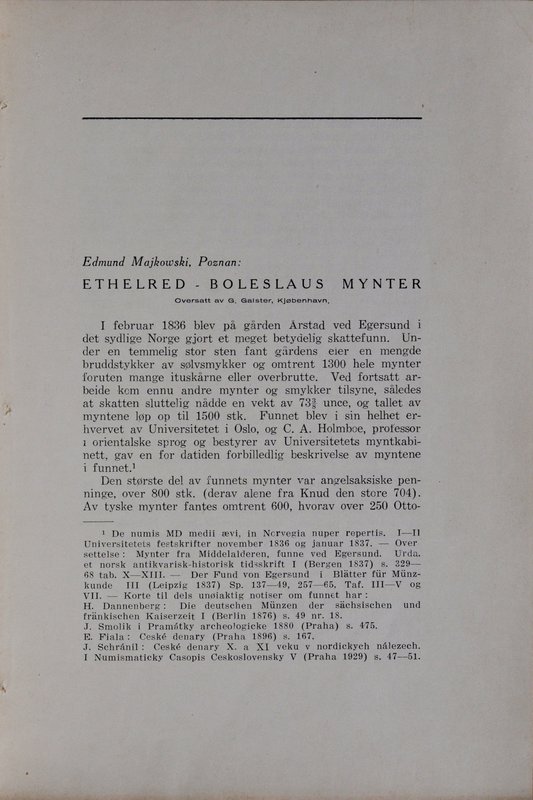 Majkowski E., Ethelred-Boleslaus Mynter, Kopenhaga 1934.
 Dobrze zachowana bros...