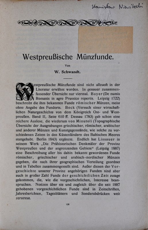 Schwantd W., Westpreußische Münzfunde, Danzig 1905.
 Schwantd W., Wykopaliska m...