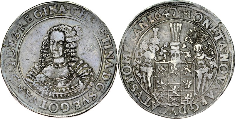 Pomorze, Krystyna 1632-1654, Talar 1647, Szczecin.
 Kop. 9706, Ahl 18, waga 28,...