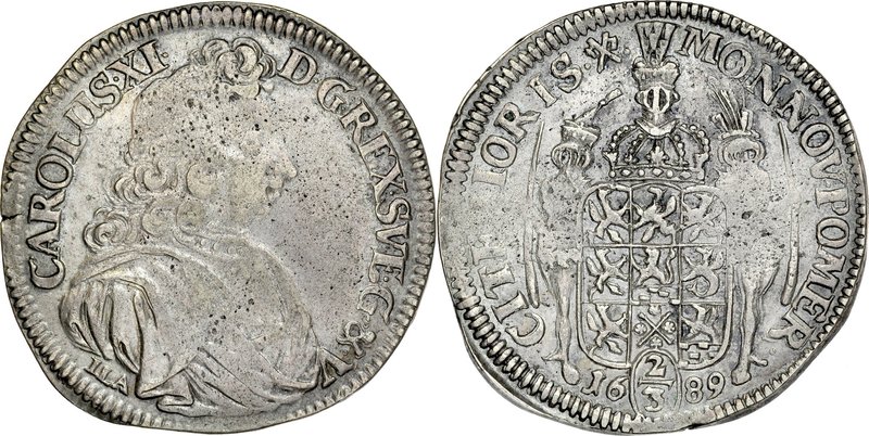 Pomorze, Karol XI 1660-1697, Gulden 1689, Szczecin.
 Kop. 9886, Ahl. 113c, waga...