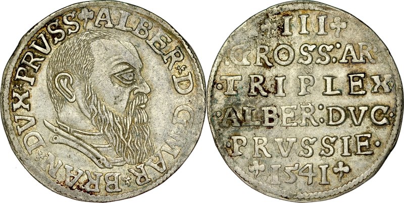 Prusy Książęce, Albrecht Hohenzollern 1525-1568, Trojak 1541, Królewiec.
 Kop. ...