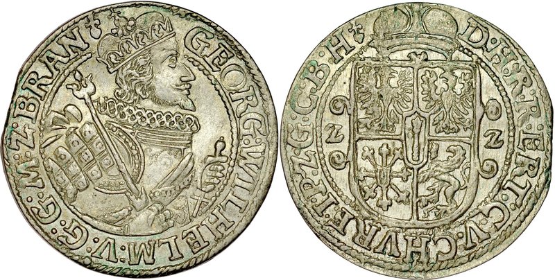 Prusy Książęce, Jerzy Wilhelm 1619-1640, Ort 1622, Królewiec.
 Kop. 3914, ładny...