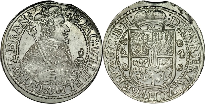 Prusy Książęce, Jerzy Wilhelm 1619-1640, Ort 1624, Królewiec.
 Kop. 3917, piękn...