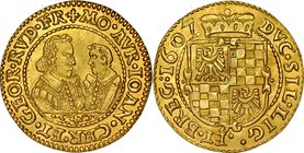 Śląsk, Księstwo Legnicko-Brzesko-Wołowskie, Jan Chrystian i Jerzy Rudolf 1603-1621, Dukat 1607, Złoty Stok.