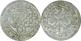 Śląsk, Księstwo Legnicko-Brzesko-Wołowskie, Jan Chrystian i Jerzy Rudolf 1603-1621, 3 krajcary 1620, Złoty Stok.